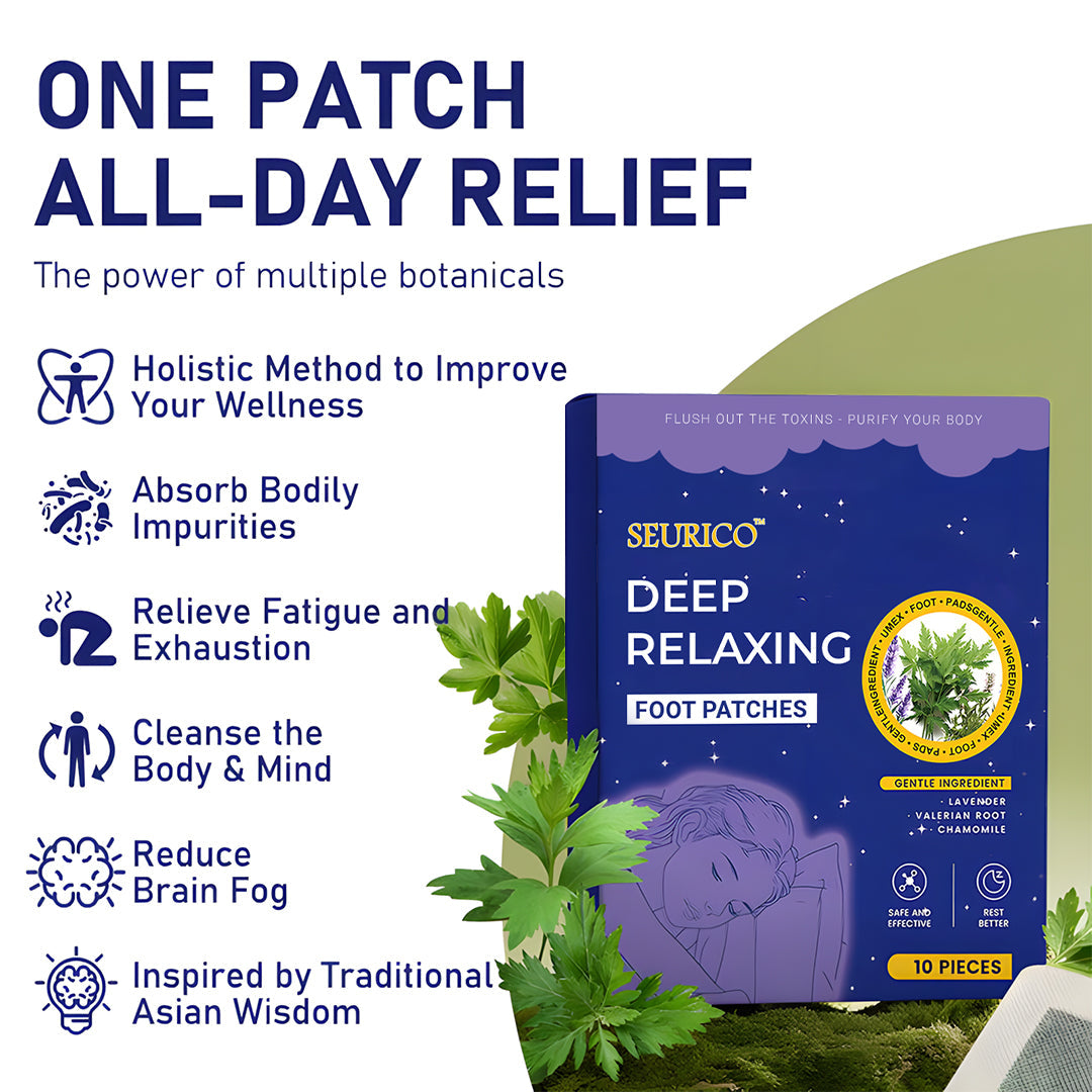Seurico™ Deep Relaxing Foot Patches  – Soothe Tired Feet, Relieve Stress, Promote Relaxation & Better Sleep