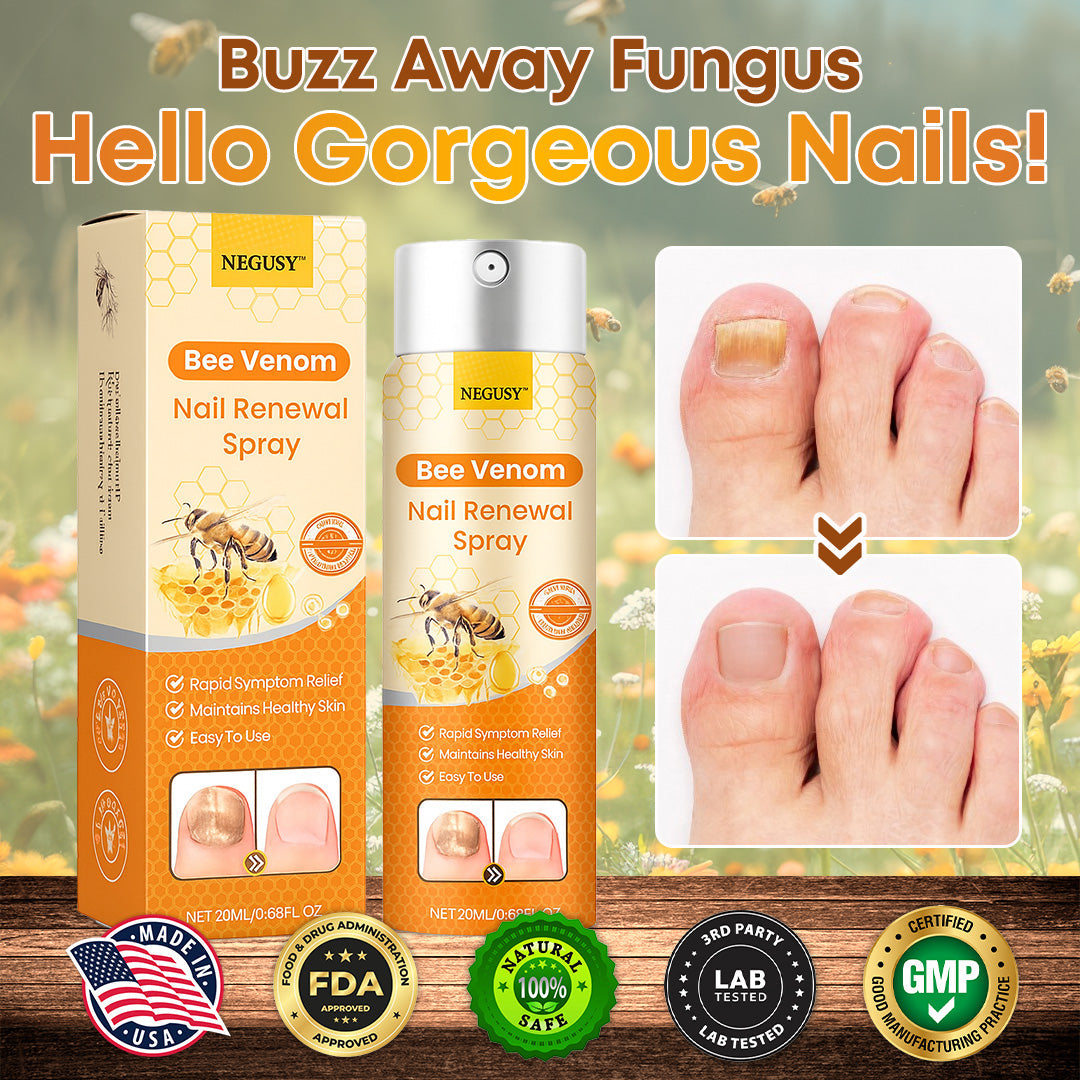 Negusy™ Bee Venom Nail Renewal Spray—Finish onychomycosis in 28 days! One spray restores healthy nails! 🦶 Effective for yellow, thick, brittle nails