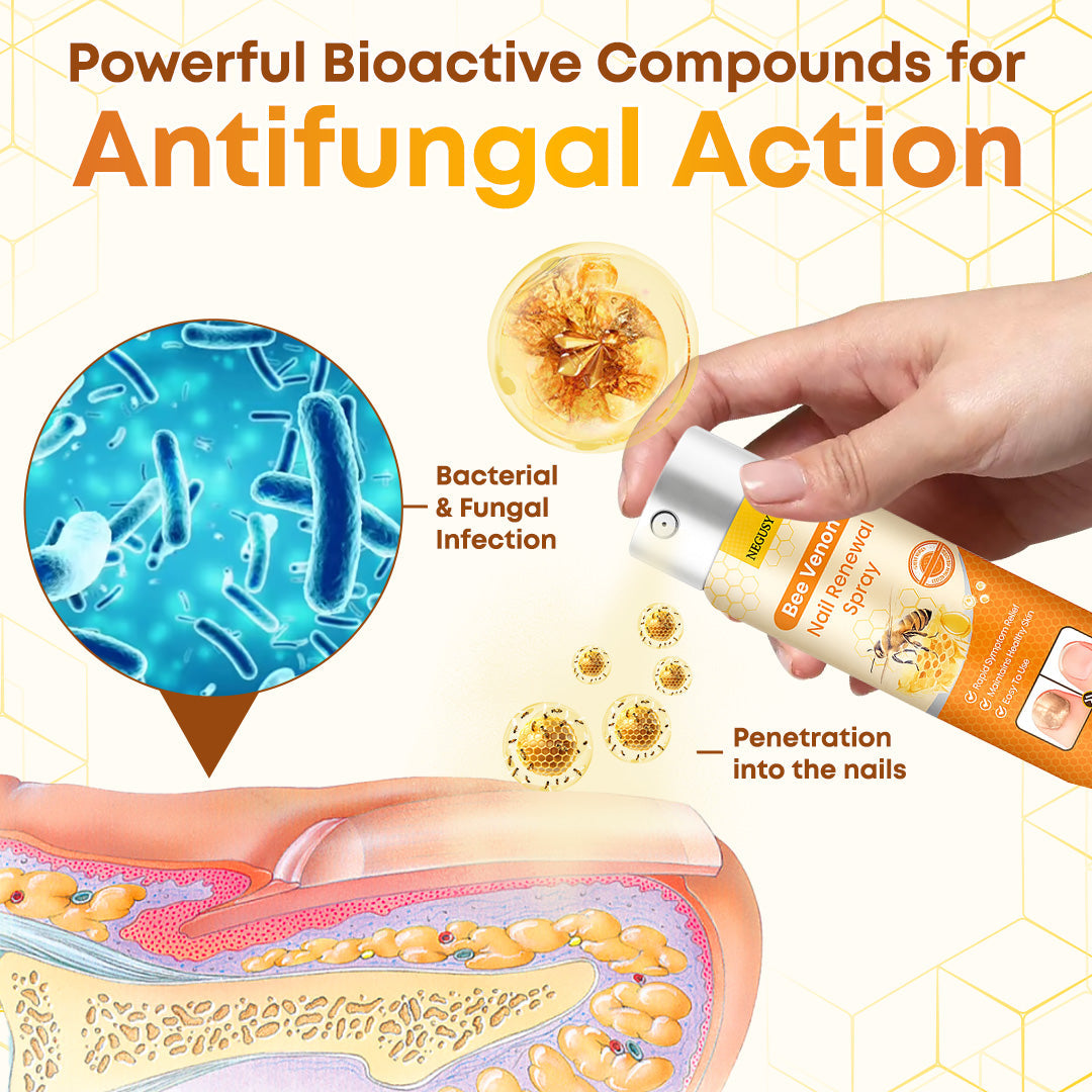 Negusy™ Bee Venom Nail Renewal Spray—Finish onychomycosis in 28 days! One spray restores healthy nails! 🦶 Effective for yellow, thick, brittle nails