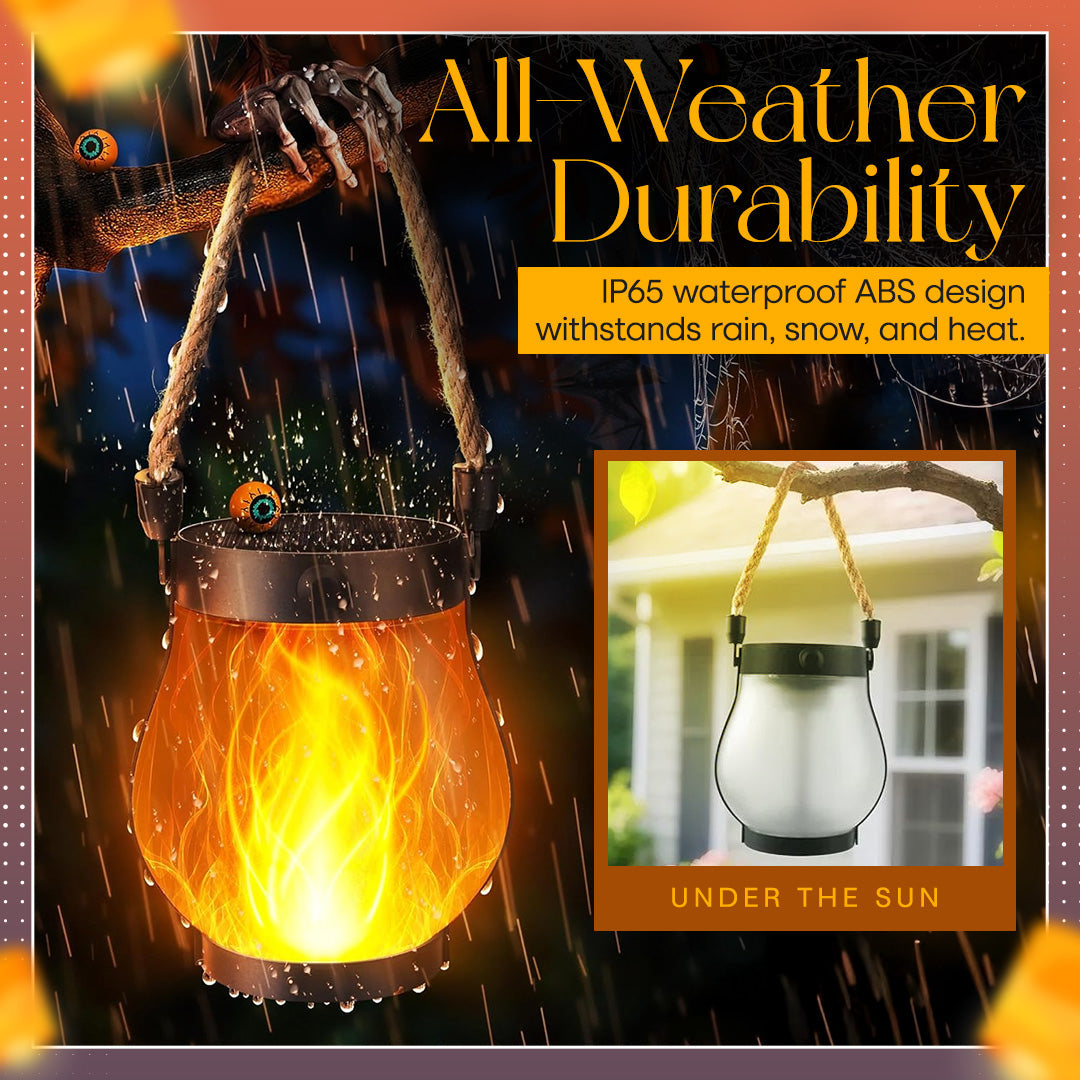 Flickering Flame Solar Lantern – Realistic Dancing Glow, Auto On/Off, Solar & USB-C, Waterproof