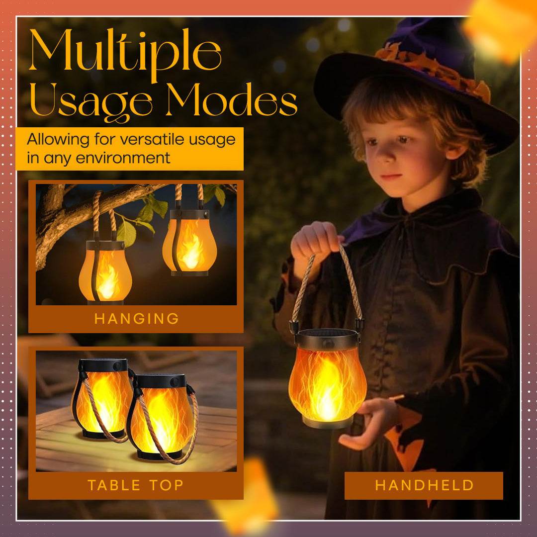 Flickering Flame Solar Lantern – Realistic Dancing Glow, Auto On/Off, Solar & USB-C, Waterproof